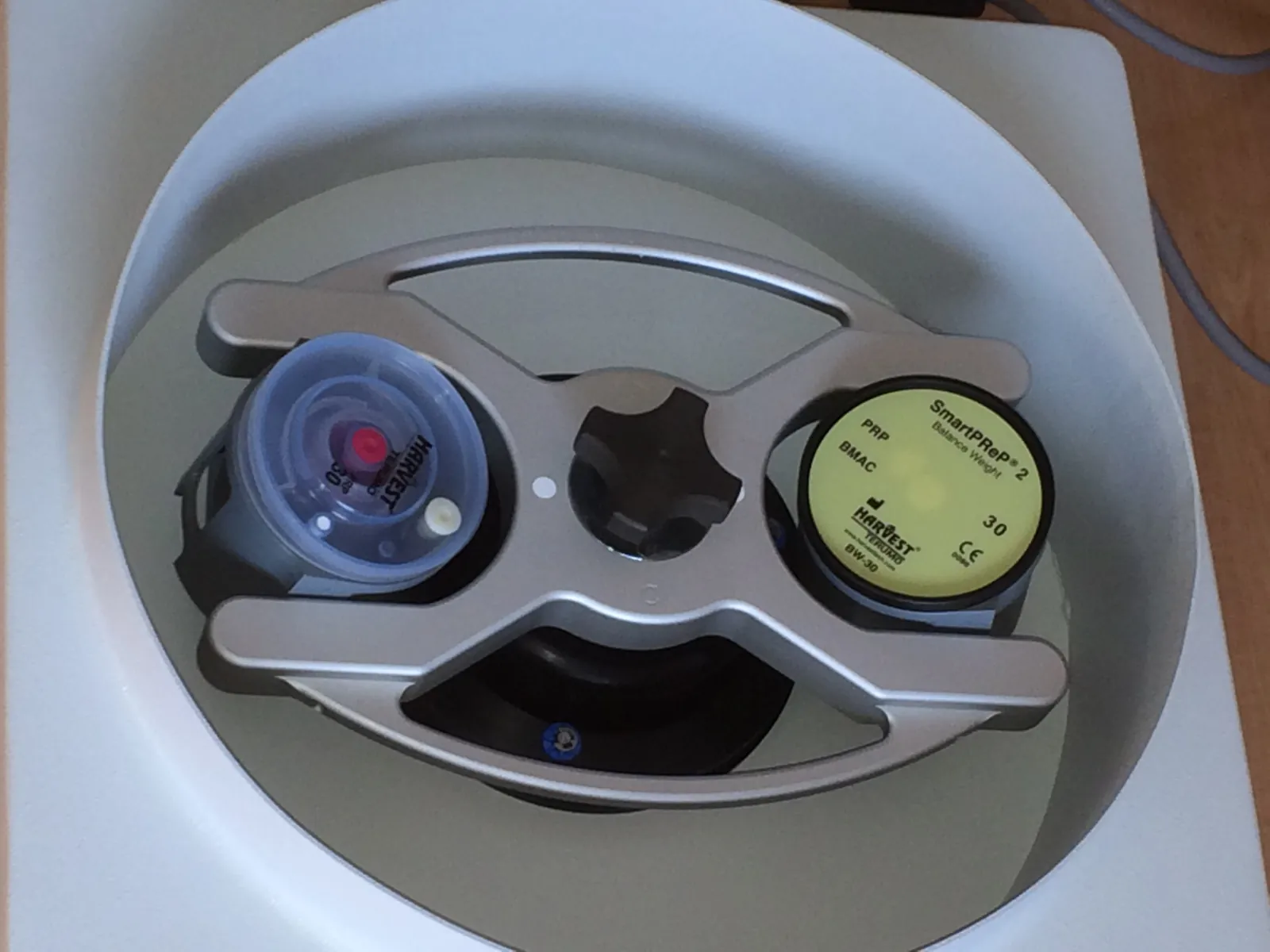 Blood sample tubes loaded in a centrifuge for PRP preparation